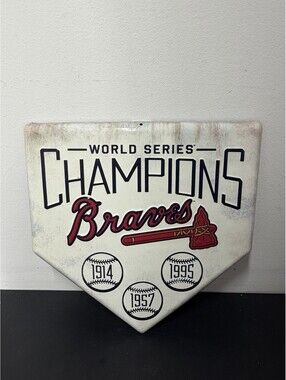 Atlanta Braves World Series Champions Metal Wall Sign Shaped Like Home Plate